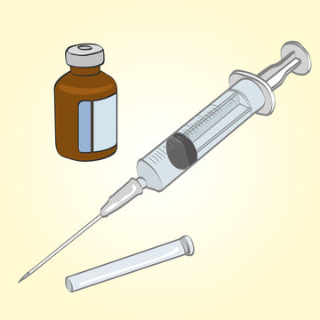 Syringe And Vial Vector