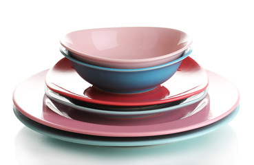 Colorful plates isolated on white