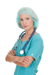 Female doctor isolated over a white background