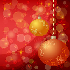 Christmas background with balls and stars