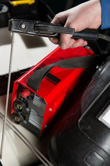 Fototapeta premium Welding unit with helmet shield