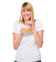Woman Drinking Juice