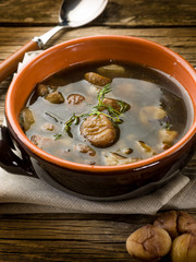 soup with chestnut and mushrooms