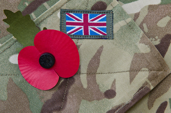 Poppy on a british army uniform