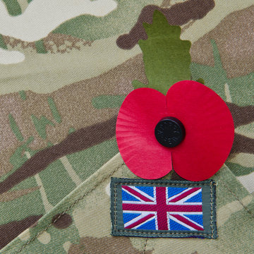 Poppy on a british army uniform