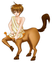 Manga style illustration of zodiac symbol, Sagittarius