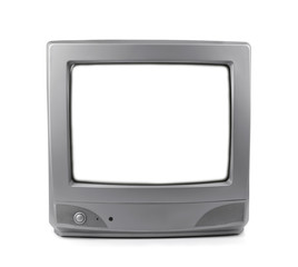 Old CRT TV with white screen