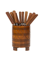 Old Surinam fondue forks, isolated