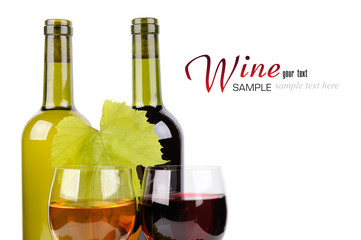 Wine bottle and glass