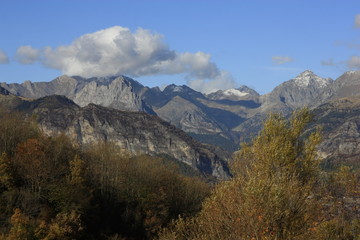 Vista de montaña y árboles, Pirineos