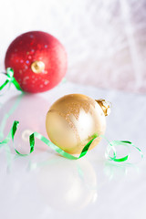 Christmas balls on abstract background