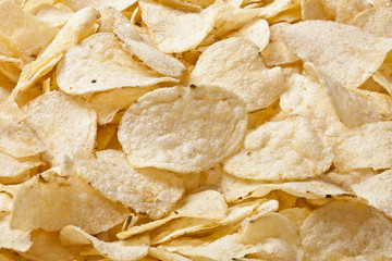 heap of  fresh potato chips