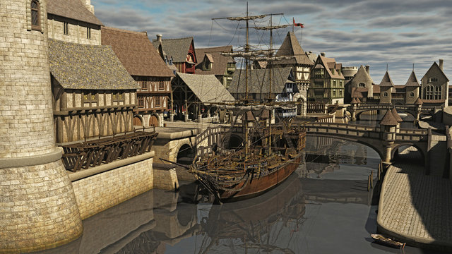 Sailing ship at the Docks