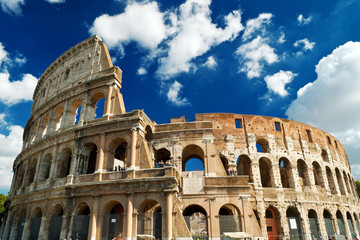 Colosseum or Coliseum in Rome, Italy. Remain of Roman Empire.