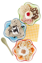 overhead shot of flavorful ice cream on the cup