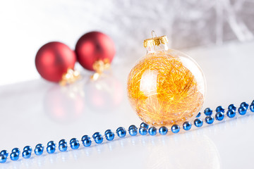 Christmas balls on abstract background