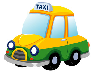 illustration of Cartoon taxi car on white