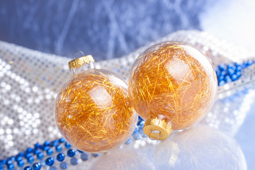 Christmas balls on abstract background
