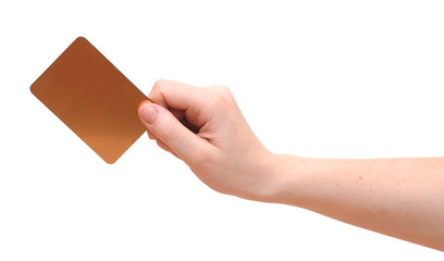 hand holds the golden card