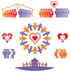 Set of icons of love, dating, relationships.