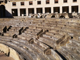 The Roman Amphitheater in Lecce in Puglia in Italy