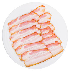 sliced bacon on white plate