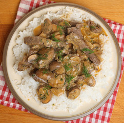 Beef Stroganoff with Rice