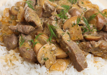 Beef Stroganoff with Rice