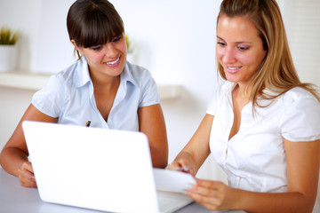 Young businesswomen working at office