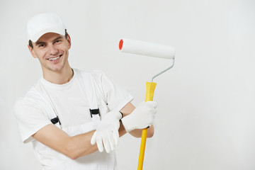 Portrait of house painter worker