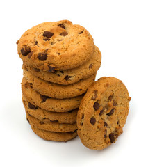 Chocolate pastry cookies isolated on white background