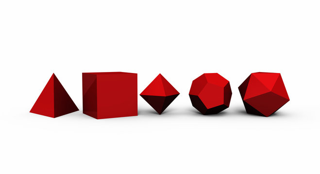 3D Platonische K&ouml;rper der heiligen Geometrie - Rot