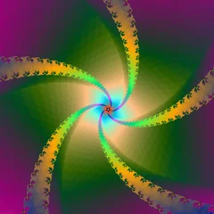 Deurstickers Psychedelisch Spiraalvormige ster in geel en groen
