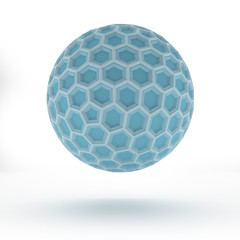 Blue globe with hexagon signs