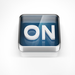 blue ON button isolated