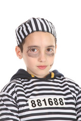 A view of a sad prisoner in jail