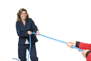 businesswoman boss with rope