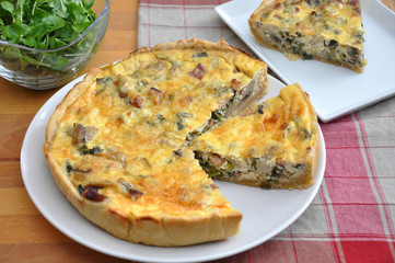 Quiche mit Speck, Pilzen und Lauch