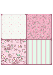 Vintage background with flowers and ornaments.