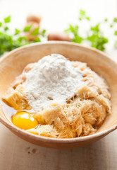 Grated raw potatoes with flour and eggs