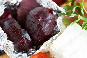Baked beets and cottage cheese - ingredients for a salad