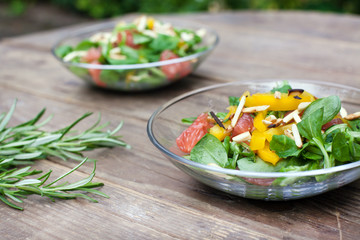 Fresh salad with with bunch rosemary