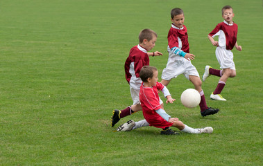 children playing soccer