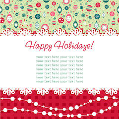 Decorative Christmas postcard on seamless background