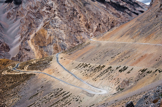 Road in Himalaya high mountain landscape. India, Ladakh