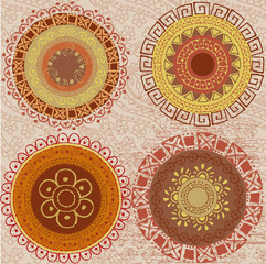 Colored mandalas drawn by hand