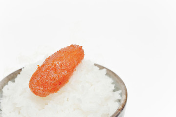 炊きたてご飯と辛子明太子