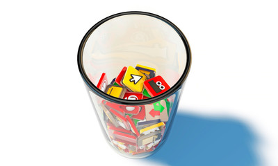 web icons in a glass