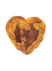 Сердце из осенних листьев.