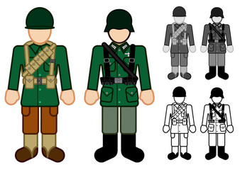 American and German WWII Soldier Character Figures